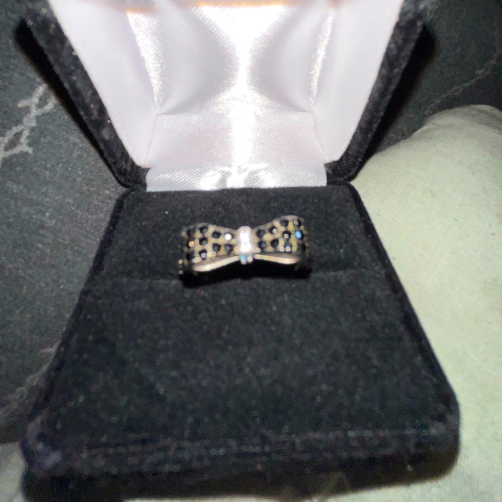 Sterling Silver Cubic Zirconia Size 7 Ribbon Bow Ring